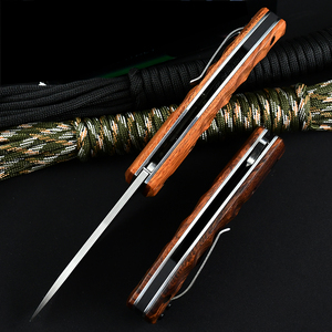 Couteau pliant de poche multifonction en acier N690CO, lame EDC, manche en bois de rag, camping en plein air, chasse, survie - Product Image 4