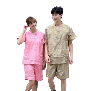 Hecho en China Traje de pantalones cortos con cuello en V de gran tamaño Sauna Baño de pies Uniforme Pareja Pijamas para el hogar Patrón plegable - Product Image 1