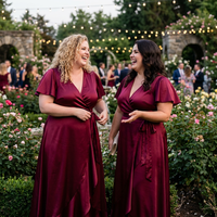 Robe de Soirée Grande Taille Personnalisée pour Femme, Robe Longue en Satin Lourd à Manches Courtes, Idéale pour Soirées et Bals de Promo, du S au 5X