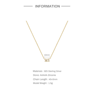 Pendentif en argent sterling 925 avec zircon, numéro d'ange 111 333 444 777, plaqué or, collier pour femme, bijoux avec numéros porte-bonheur personnalisés - Product Image 2