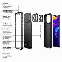 Étui de téléphone à double couche avec motif en fibre de carbone brossée, coque arrière souple en TPU résistante aux chocs pour Samsung S23/S23 PLUS