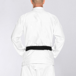 Premium Karate Gi Breathable 100% Cotton <b>White</b> Embroidered Mens Pearl Weave Tonal Lapel Classic Competition Ripstop Pants Set - Product Image 6