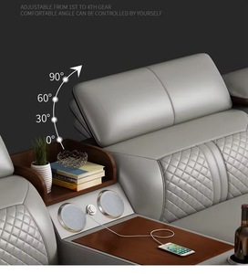 Set di Divani di Lusso all'Ingrosso in Ecopelle, Divani Componibili Multifunzionali per <span class=keywords><strong>Soggiorno</strong></span> con Console e Caricatore USB - Product Image 4