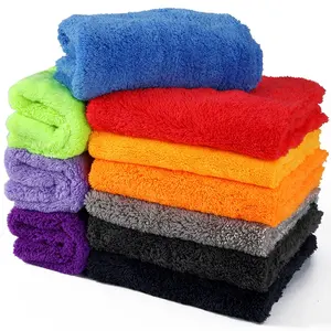 所有颜色可供批发毛绒洗车毛巾超细纤维珊瑚绒清洁毛巾40 * 40厘米500gsm无边毛巾