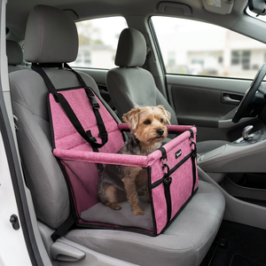 Siège <span class=keywords><strong>rehausseur</strong></span> rose pour animaux de compagnie, petit siège de voyage pliable pour chiens et chats avec fenêtres en maille - Product Image 3