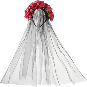 Machen up Stirnband Floral Crown Blume Schleier Kopfschmuck für Halloween Kostüm W338