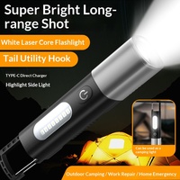 Mini lampe de poche LED étanche, faisceau réglable, lumière blanche forte, multifonctionnelle, COB, chargement USB-C, camping en plein air