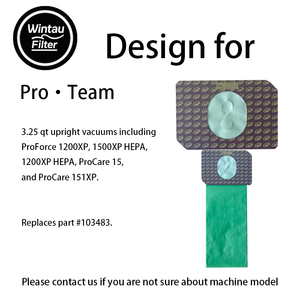 Biểu Tượng Tùy Chỉnh <span class=keywords><strong>Dust</strong></span> Collector Túi Lọc Phân Hủy Sinh Học Màu Xanh Lá Cây Giấy Hút Chân Không Túi Bụi Phù Hợp Cho Proteam Thay Thế Một Phần Túi Bụi - Product Image 3