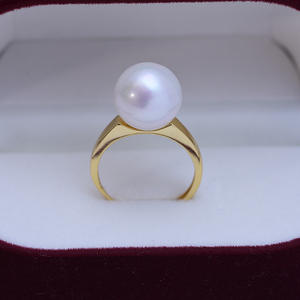 Bague en perle d'eau douce blanche de 12-13 mm pour femmes, argent S925 avec une forte luminosité, faibles défauts et style simple, vente en gros - Product Image 2