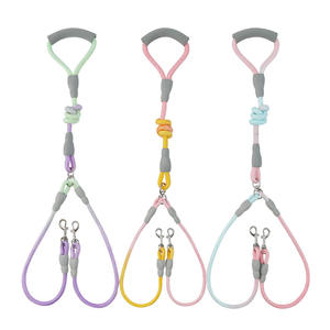 Guinzaglio per animali domestici in Nylon regolabile con doppio guinzaglio colorato con comoda maniglia per camminare con due cani - Product Image 1