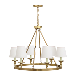 6 luz granja candelabro clásico colgante iluminación bronce Industrial de iluminación de techo con tela de tonos Beige - Product Image 1
