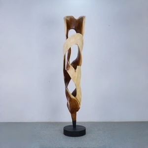Ornement abstrait torsadé en bois massif gravé, creux, L35xH210cm, autoportant, pour <span class=keywords><strong>la</strong></span> <span class=keywords><strong>décoration</strong></span> intérieure <span class=keywords><strong>de</strong></span> restaurant, artisanat - Product Image 1