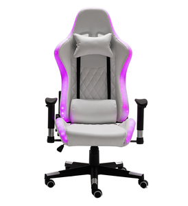 Silla Gaming RGB Minimalista con Masaje, Giratoria 360 Grados, Reposabrazos Ajustables, Cuero PU, Reclinable, Reposapiés y Soporte Lumbar - Product Image 1