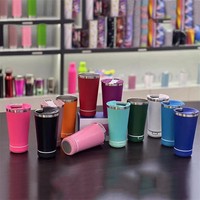 Tumbler Musik Nirkabel Pintar Berinsulasi Baja Tahan Karat 2025 dengan Bluetooth 16oz/20oz Speaker Gelas Mobil dengan Pembuka Botol
