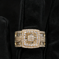 Bague pour homme en or 10K avec diamant de laboratoire 3,25 carats, sertie de pierres carrées, trapézoïdales et baguette, style Iced Out, large bande, bijoux fins Hip Hop pour homme
