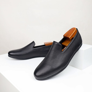 2026 Black Genuine Leather Slip-On Round Toe Solid Color Breathable Rubber Outsole All Seasons Career Dress <b>Shoes</b> Drop shipping - Product Image 4