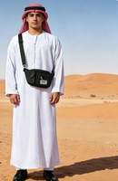 Sac banane léger en nylon Boran pour le Hajj et l'Omra avec boucle à plaque en plastique, longueur personnalisable pour hommes