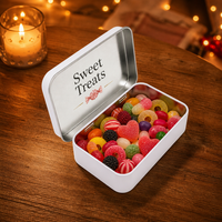 Boîte en métal à charnière personnalisée pour compléments alimentaires, emballage de bonbons et de friandises, étui métallique promotionnel, cadeau de mariage, vente en gros