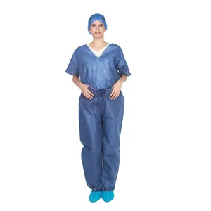 Combinaison de gommage pour patients Tous les uniformes médicaux Bleu pp SMS Uniformes de soins infirmiers bon marché à manches courtes pour hôpitaux