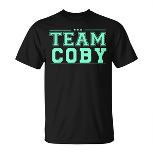 Camiseta Team Coby Negra con Texto Verde Menta, Unisex, Cuello Redondo, Manga Corta, Ropa Promocional - Product Image 2