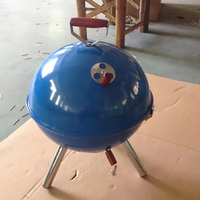 Barbecue portable moderne en forme de boule avec couvercle, gril rond pliable en fer et acier intégré pour la maison et le camping
