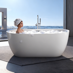 Baignoire autoportante en acrylique blanche de style moderne, baignoire indépendante pour la maison et l'hôtel - Product Image 1