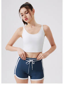 Women U Neck Twist Cutout <b>Back</b> Yoga Tank <b>Top</b> Removable Padded Slim Stretch Sports Crop <b>Top</b> <b>Low</b> Impact Pilates Gym Workout Vest - Product Image 4