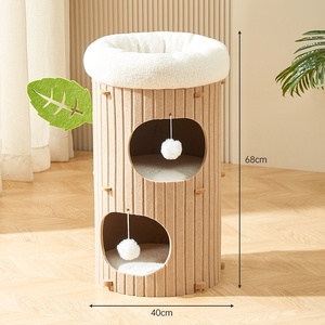 Maison d'arbre à chat multicouche moderne et chaud Planche à gratter pour chat à motif solide Trou intégré pour nid d'escalade pour chat de bureau à domicile - Product Image 2