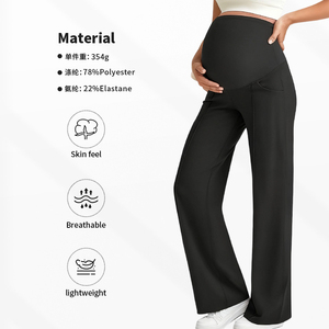 <span class=keywords><strong>Pantalon</strong></span> de maternité taille haute, coupe droite large, très élastique, avec soutien abdominal, style européen, pour la grossesse - Product Image 2