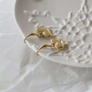 Cute Minimalist Japanese Solid Heart Smooth 18K Gold Plated Stainless Steel <b>Hook</b> <b>Earrings</b> - Product Image 5