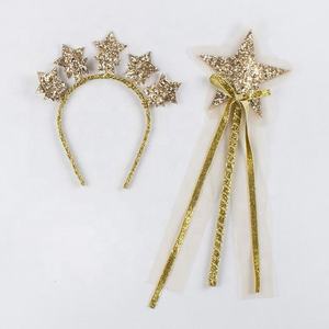 มงกุฎเจ้าหญิงสำหรับงานปาร์ตี้ฮาโลวีน 2 ชิ้น พร้อมไม้กายสิทธิ์รูปดาววิบวับ และที่คาดผมประดับดาววิบวับ ของขวัญวันเกิด - Product Image 5