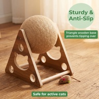 Jouet pour chat classique et élégant en MDF, avec boule à gratter, griffoir à griffes affûtées, fonctionnalités d'escalade et de rotation