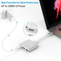 Adaptateur hub USB-C multifonction 3-en-1 en alliage d'aluminium 4K avec port de charge HDMI USB 3.0 USB-C pour ordinateur portable, tablette et smartphone