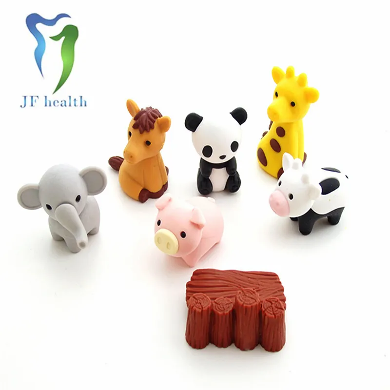 Custom creative cute eraser mini cartoon animals eraser student stationery independent packaging detachable eraser