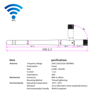 Antenne externe ABS 2,4/5,8 GHz pour routeur WiFi, personnalisation, communication multibande 5G/4G/3G/GSM, gain 3 dBi