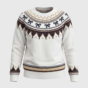 Suéter de punto con cuello redondo y lazo blanco para mujer, jersey grueso de invierno, serie The Ferri Island - Product Image 1