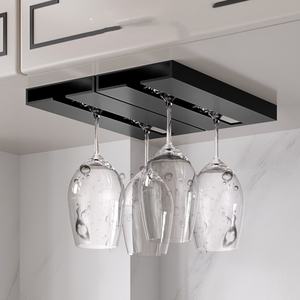 Kitchen <b>Wine</b> <b>Glasses</b> <b>Holder</b> Bartender Hanging Rack Under Cabinet Self-adhesive <b>Glass</b> Cup Rack - Product Image 1