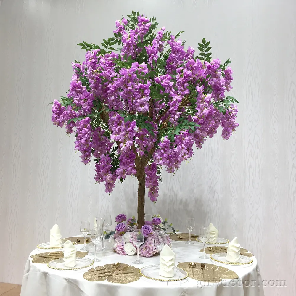 Garland de flores artificiais para casamento, decoração de 6 pés para arranjos de flores, ideal para casamento, peça central violeta de 2024