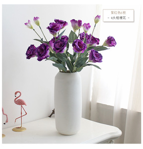Flores artificiales M801 de alta calidad, 4 cabezas, <span class=keywords><strong>Eustoma</strong></span>, lssellianum, para fondo de fiesta de boda, sala de estar, mesa de comedor, decoración - Product Image 6