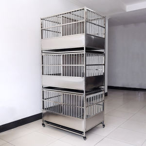 6 kapılı orta küçük paslanmaz çelik evcil hayvan kafesi üç katlı istiflenebilir kapalı/açık kulübesi kutu ambalaj köpek kafesi satışa - Product Image 4