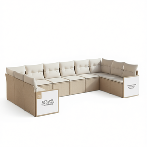 Set Divano da Esterno Modulare Pei Garden Celudse Beige in Rattan PE, Arredamento da Giardino Confortevole con Cuscini in Schiuma ad Alta Densità - Product Image 1