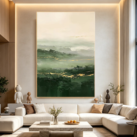 Peinture abstraite de paysage texturé peinte à la main, peinture décorative d'intérieur avec cadre pour décoration murale