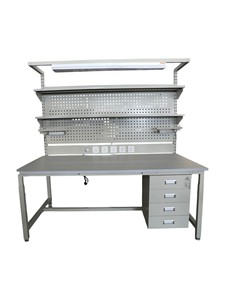 <span class=keywords><strong>Établi</strong></span> en acier antistatique Leenol ESD Poste de travail du personnel d'atelier avec panneau perforé pour outils et tiroirs de rangement de <span class=keywords><strong>garage</strong></span> État d'<span class=keywords><strong>occasion</strong></span> - Product Image 5