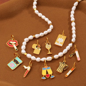 Luxury14k DIY ที่กำหนดเองชุบทอง18K 316L สแตนเลสเครื่องดื่มชาร์มสำหรับเครื่องประดับสร้อยคอสร้อยข้อมือการทำเครื่องประดับจำนวนมาก - Product Image 4