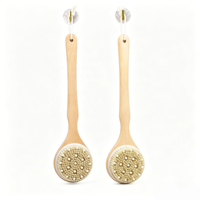 Brosse de massage pour le dos à long manche en bois, brosse de bain sèche pour le corps, brosse exfoliante en bambou et poils de sanglier pour le nettoyage corporel