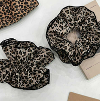 Élastique à cheveux vintage Spice Girls motif léopard, en tissu, volumineux et moelleux, pour femme, élégant, pour mariage, mode, soins personnels, petit prix