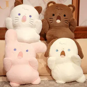 Gran oferta, juguete de peluche de gato cachorro grito rosa, blanco y marrón, juguetes de peluche Kawaii, juguetes de peluche divertidos de Navidad