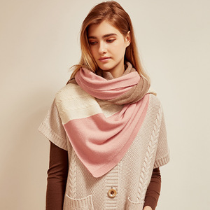 Bufanda de Cachemira Tejida de Longitud Media con Bloques de Color, Chal Cálido y Moderno para Mujer, Otoño Invierno - Product Image 2