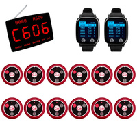 Système d'appel sans fil pour restaurant : Poste de commande + Pager montre CTW08 + Bouton d'appel de table 4 touches CTT13, Système de pagination de service pour café et hôtel