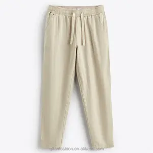 Custom Lightweight Breathable Drawstring Cotton Linen Pants For Men